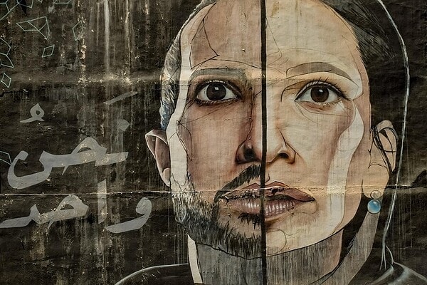 Mann und Frau in einem Gesicht